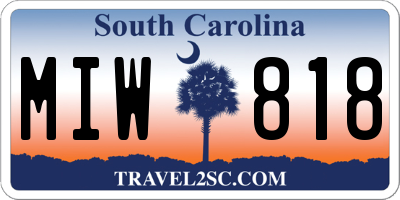 SC license plate MIW818
