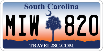 SC license plate MIW820