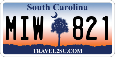 SC license plate MIW821