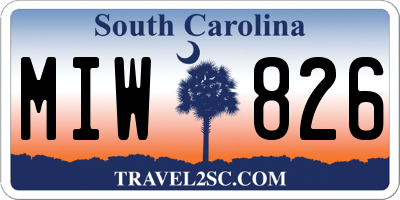 SC license plate MIW826