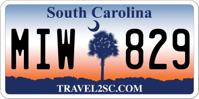 SC license plate MIW829