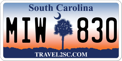 SC license plate MIW830