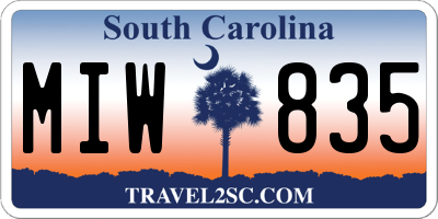 SC license plate MIW835