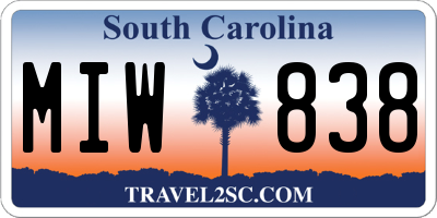 SC license plate MIW838