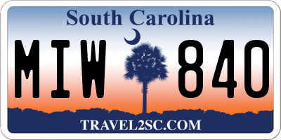 SC license plate MIW840