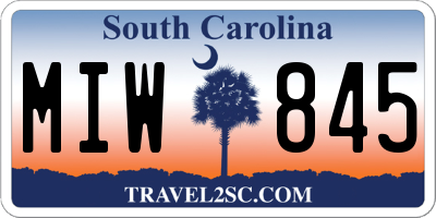 SC license plate MIW845