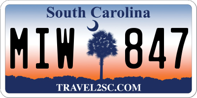 SC license plate MIW847