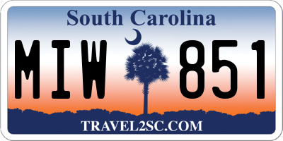SC license plate MIW851