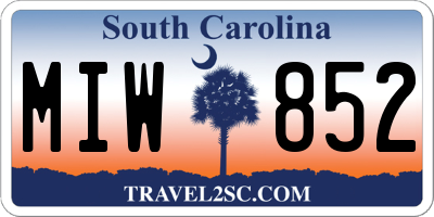 SC license plate MIW852