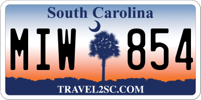 SC license plate MIW854