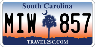 SC license plate MIW857