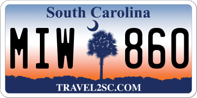 SC license plate MIW860