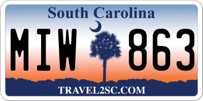 SC license plate MIW863
