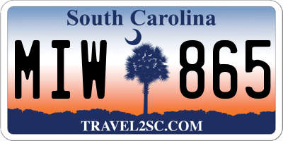 SC license plate MIW865