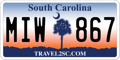 SC license plate MIW867