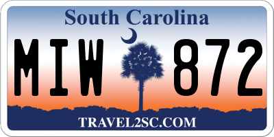 SC license plate MIW872