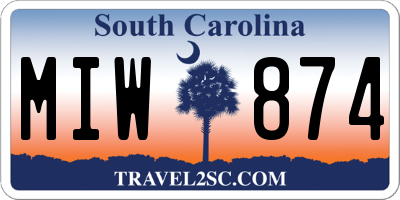 SC license plate MIW874