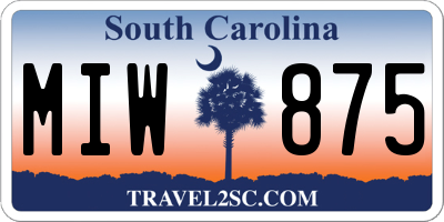 SC license plate MIW875