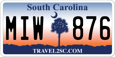 SC license plate MIW876