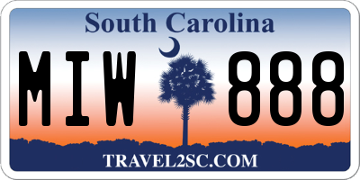 SC license plate MIW888
