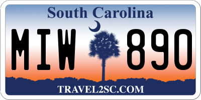 SC license plate MIW890
