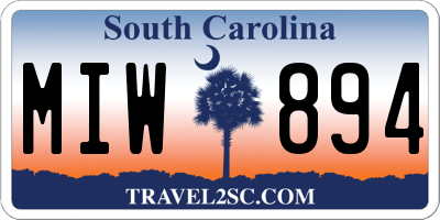 SC license plate MIW894