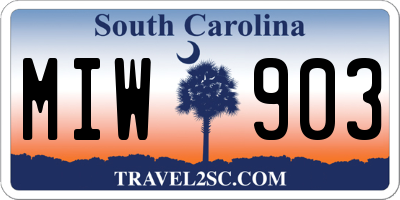 SC license plate MIW903