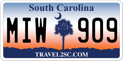 SC license plate MIW909