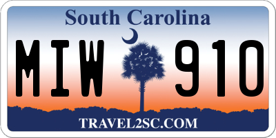 SC license plate MIW910