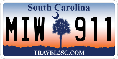 SC license plate MIW911