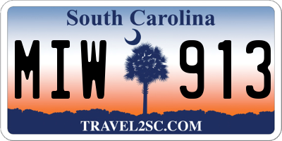 SC license plate MIW913