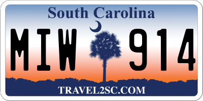 SC license plate MIW914