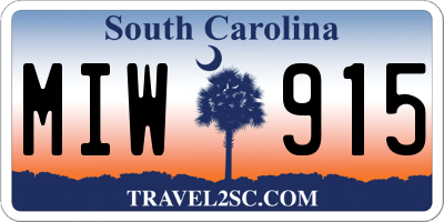 SC license plate MIW915