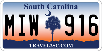 SC license plate MIW916