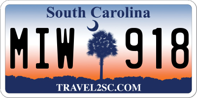 SC license plate MIW918