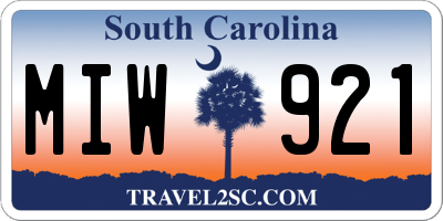 SC license plate MIW921