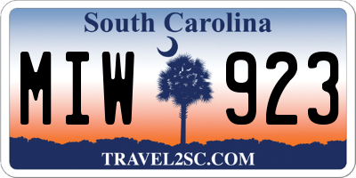 SC license plate MIW923