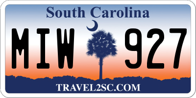 SC license plate MIW927