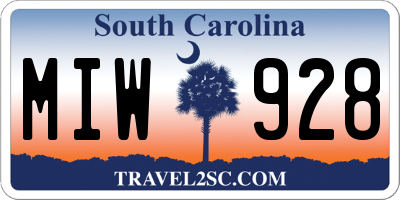 SC license plate MIW928