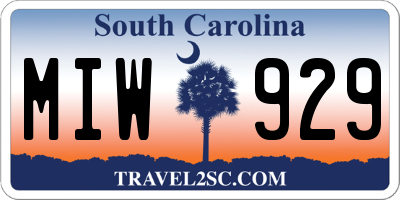 SC license plate MIW929