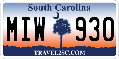 SC license plate MIW930