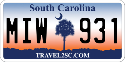 SC license plate MIW931
