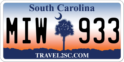 SC license plate MIW933