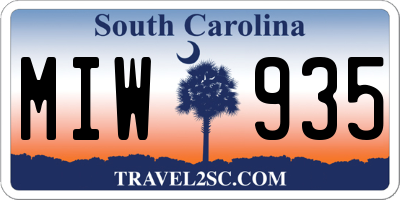 SC license plate MIW935
