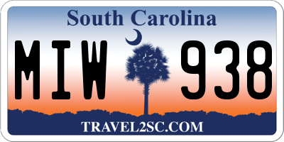 SC license plate MIW938