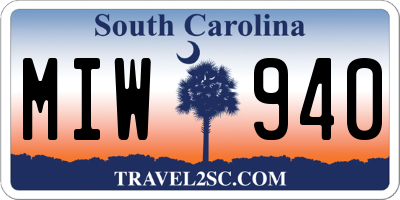 SC license plate MIW940