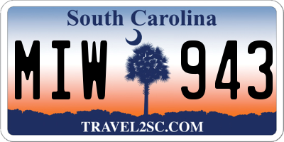 SC license plate MIW943