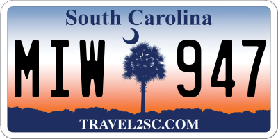SC license plate MIW947