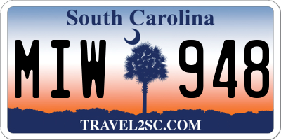 SC license plate MIW948