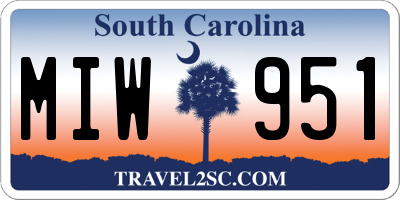 SC license plate MIW951